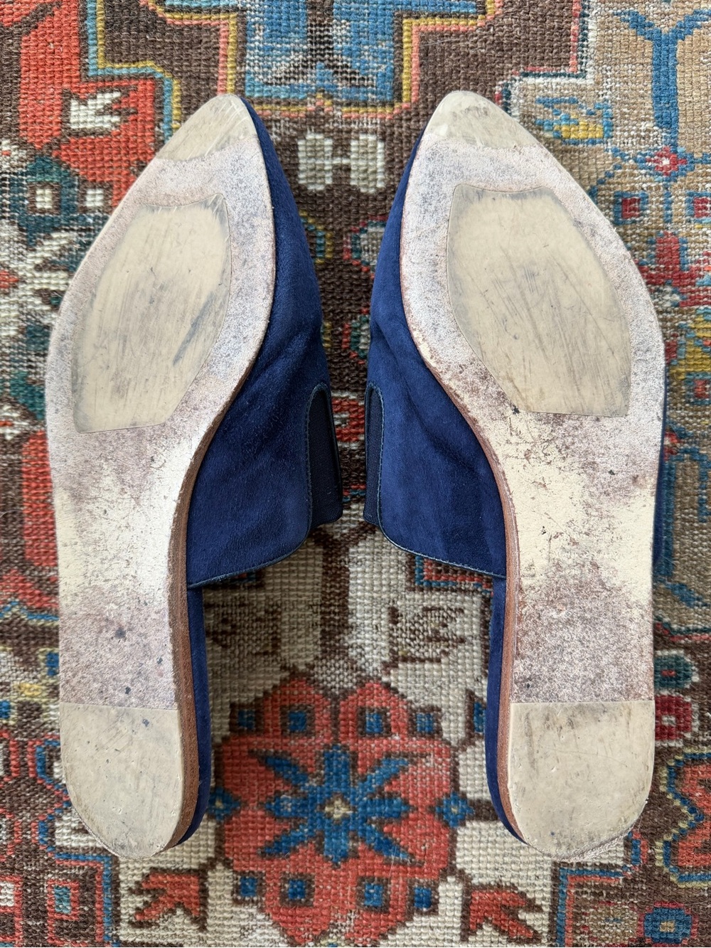 Jenni Kayne Navy Suede Pointed Slide Mules - Picture 4 of 5